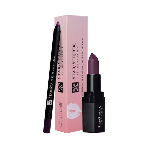 Star Struck by Sunny Leone Long Wear Lip Liner And Intense Matte Lipstick - Wine (2 Pcs) - Star Struck by Sunny Leone