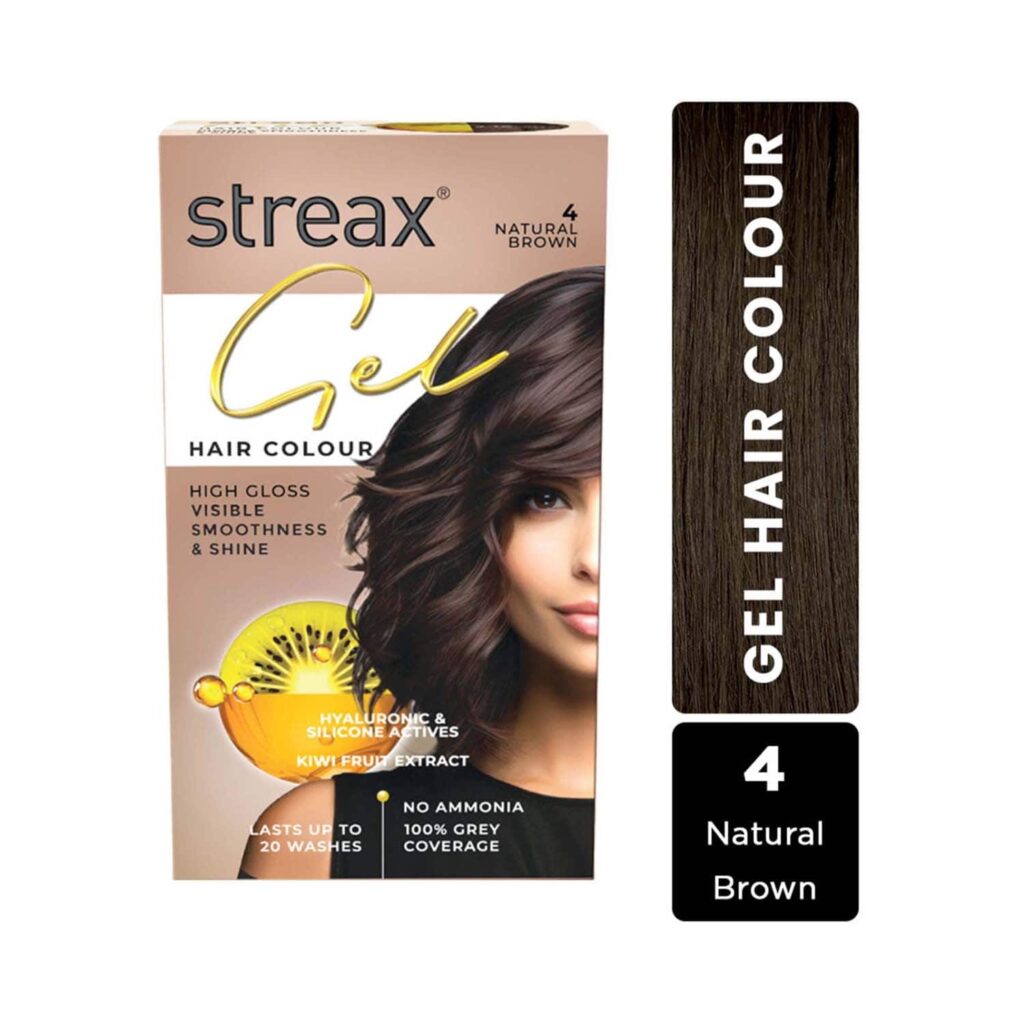 Streax Gel Hair Color for Women - Natural Brown 4 (150 ml) - Streax