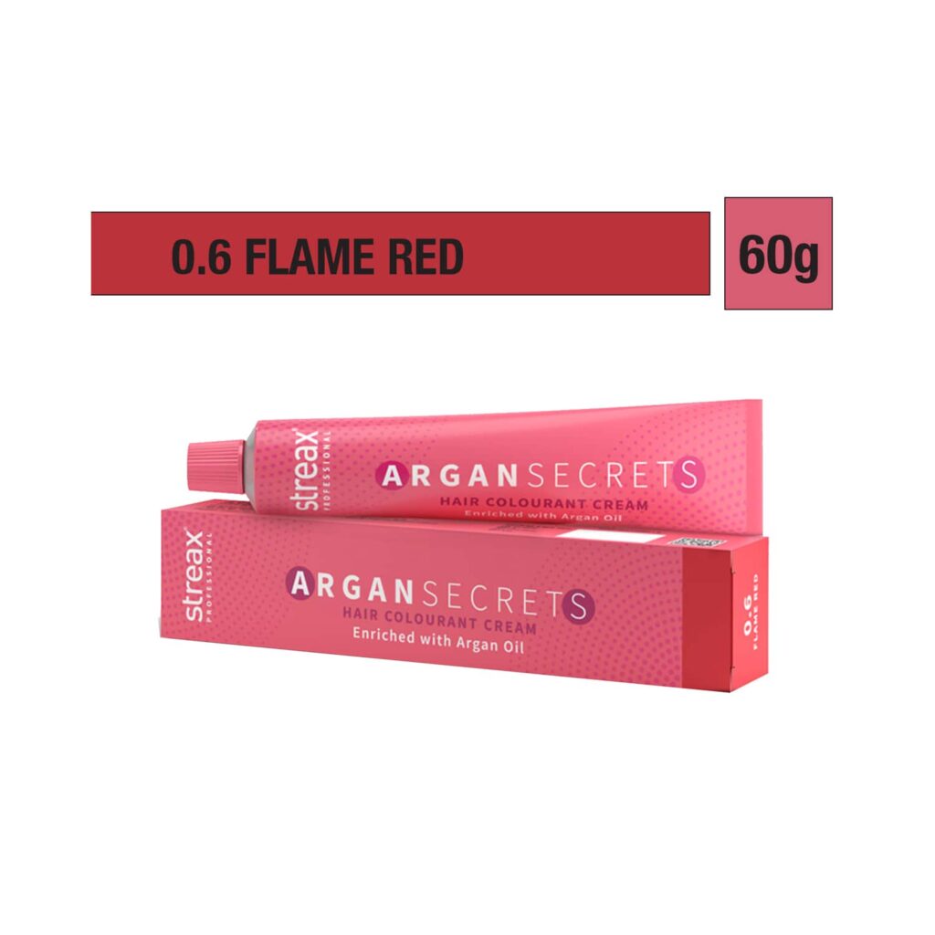 Streax Professional Argan Secrets Hair Colorant Cream - 0.6 Flame Red (60g) - Streax Professional