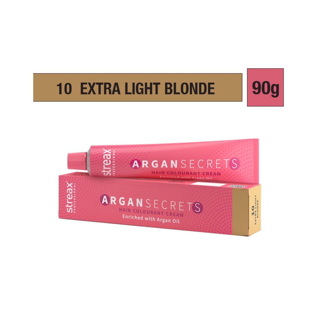Streax Professional Argan Secrets Hair Colorant Cream - 10 Extra Light Blonde (90g) - Streax Professional