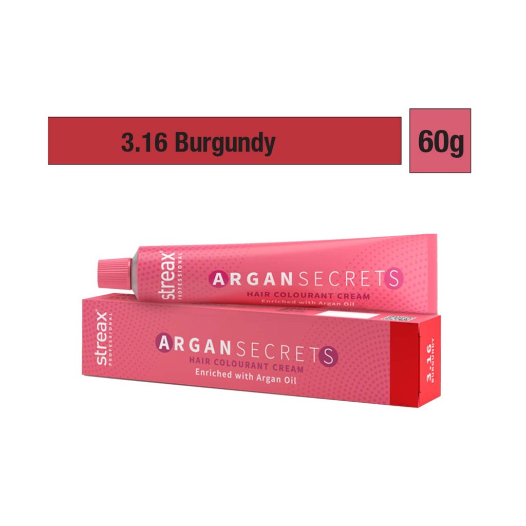 Streax Professional Argan Secrets Hair Colorant Cream - 3.16 Burgundy (60g) - Streax Professional