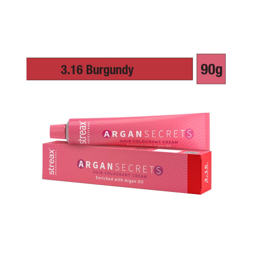 Streax Professional Argan Secrets Hair Colorant Cream - 3.16 Burgundy (90g) - Streax Professional