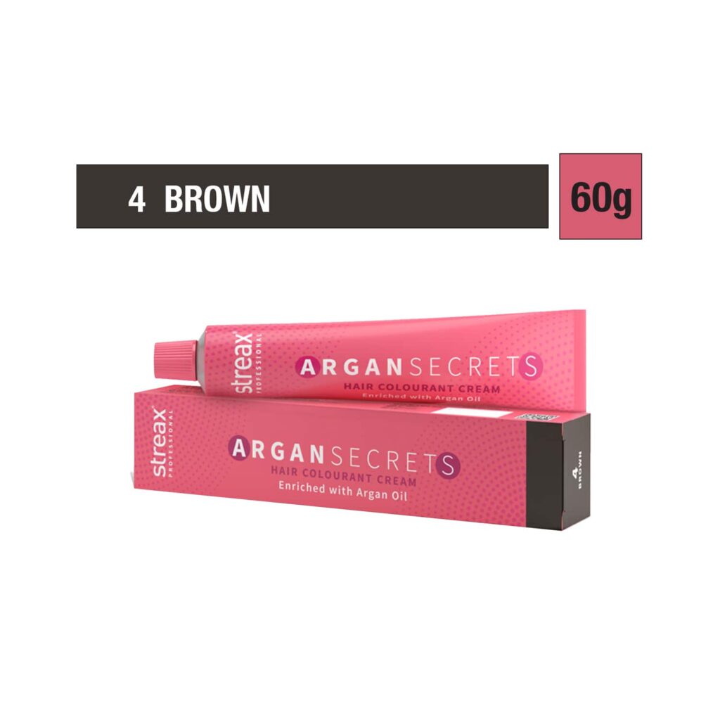 Streax Professional Argan Secrets Hair Colorant Cream - 4 Brown (60g) - Streax Professional