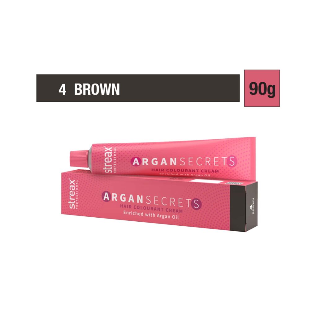 Streax Professional Argan Secrets Hair Colorant Cream - 4 Brown (90g) - Streax Professional