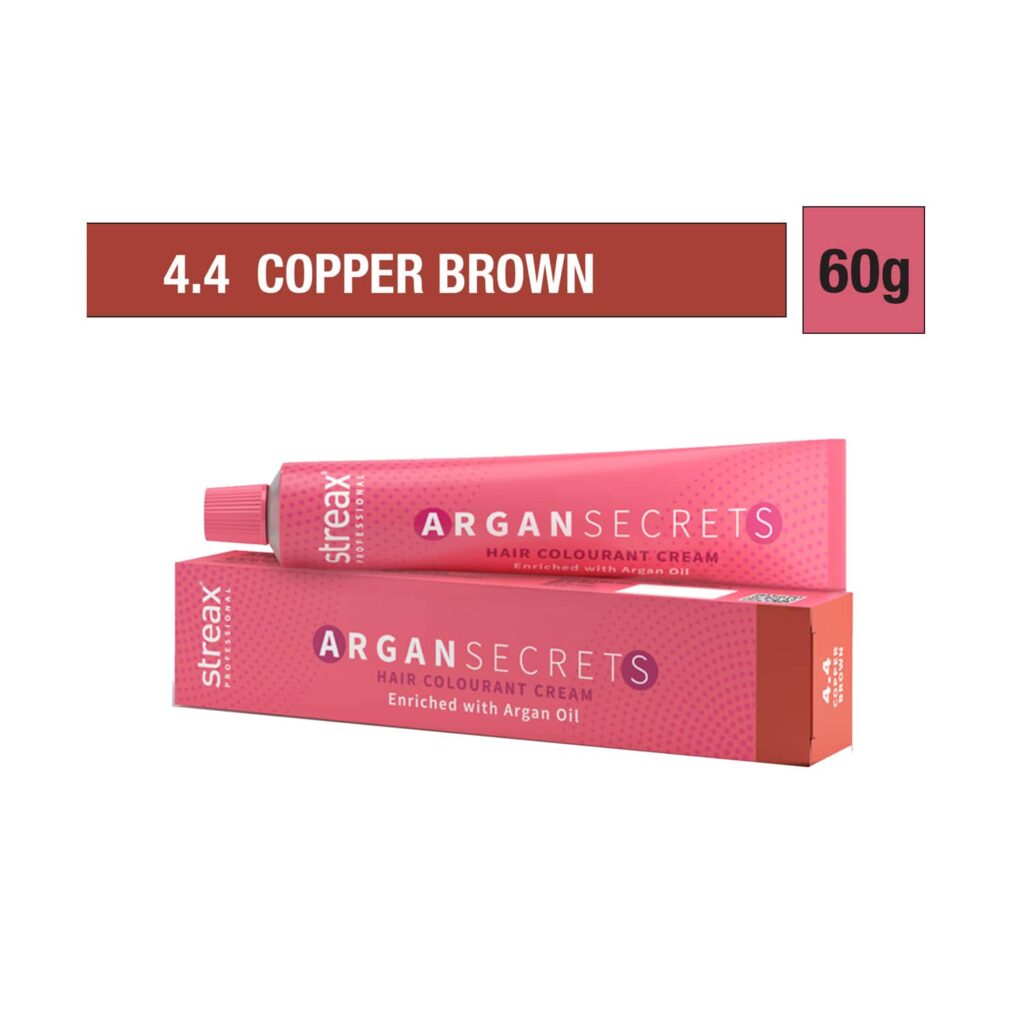 Streax Professional Argan Secrets Hair Colorant Cream - 4.4 Copper Brown (60g) - Streax Professional