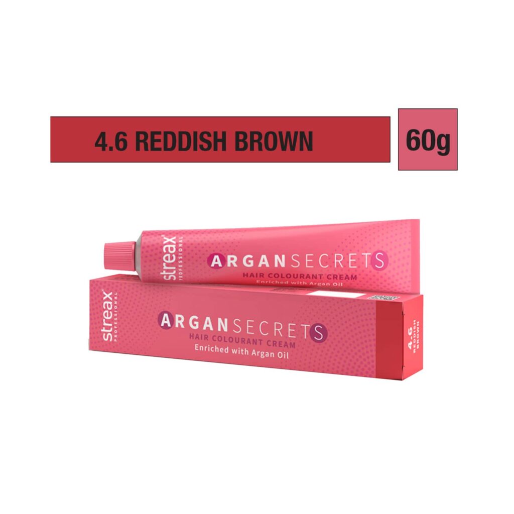 Streax Professional Argan Secrets Hair Colorant Cream - 4.6 Reddish Brown (60g) - Streax Professional