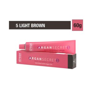 Streax Professional Argan Secrets Hair Colorant Cream - 5 Light Brown (60g) - Streax Professional