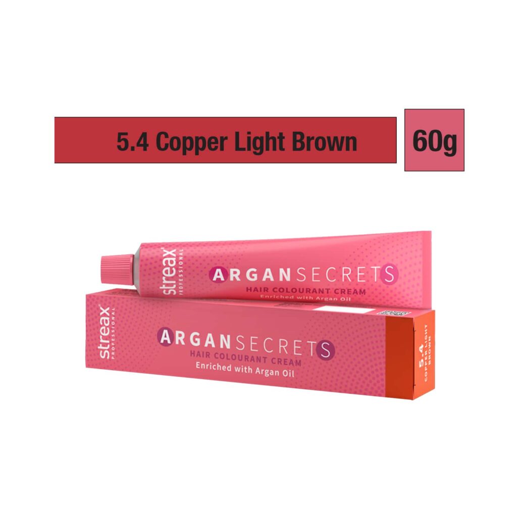 Streax Professional Argan Secrets Hair Colorant Cream - 5.4 Copper Light Brown (60g) - Streax Professional