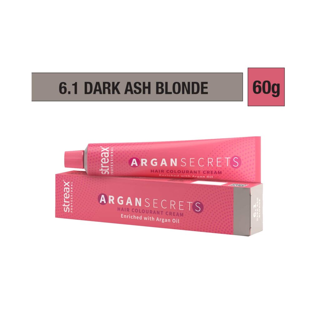 Streax Professional Argan Secrets Hair Colorant Cream - 6.1 Dark Ash Brown (60g) - Streax Professional
