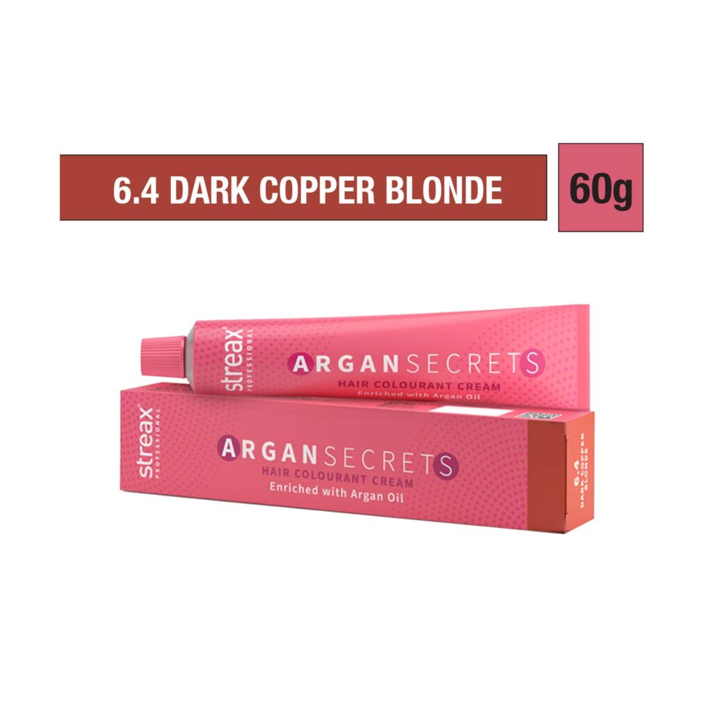 Streax Professional Argan Secrets Hair Colorant Cream - 6.4 Dark Copper Blonde (60g) - Streax Professional