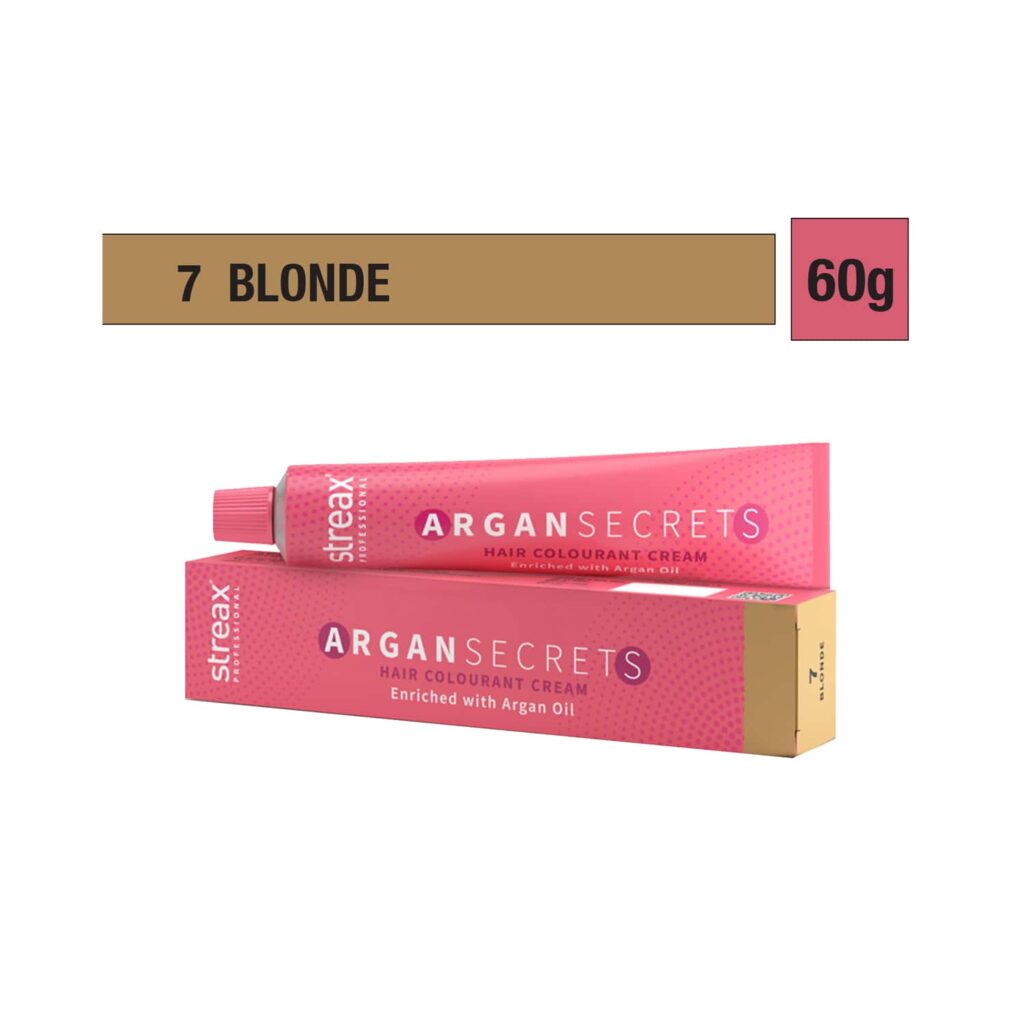Streax Professional Argan Secrets Hair Colorant Cream - 7 Blonde (60g) - Streax Professional