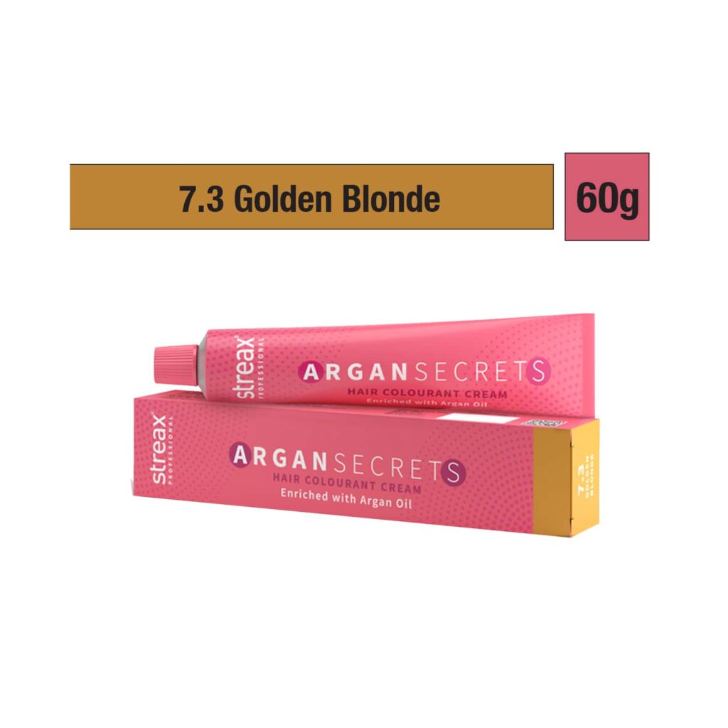 Streax Professional Argan Secrets Hair Colorant Cream - 7.3 Golden Blonde (60g) - Streax Professional