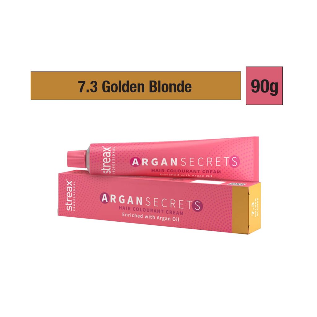 Streax Professional Argan Secrets Hair Colorant Cream - 7.3 Golden Blonde (90g) - Streax Professional