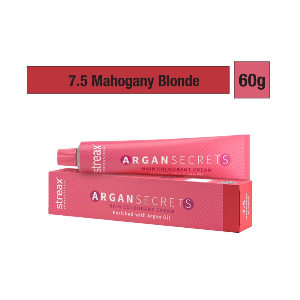Streax Professional Argan Secrets Hair Colorant Cream - 7.5 Mahogany Blonde (60g) - Streax Professional