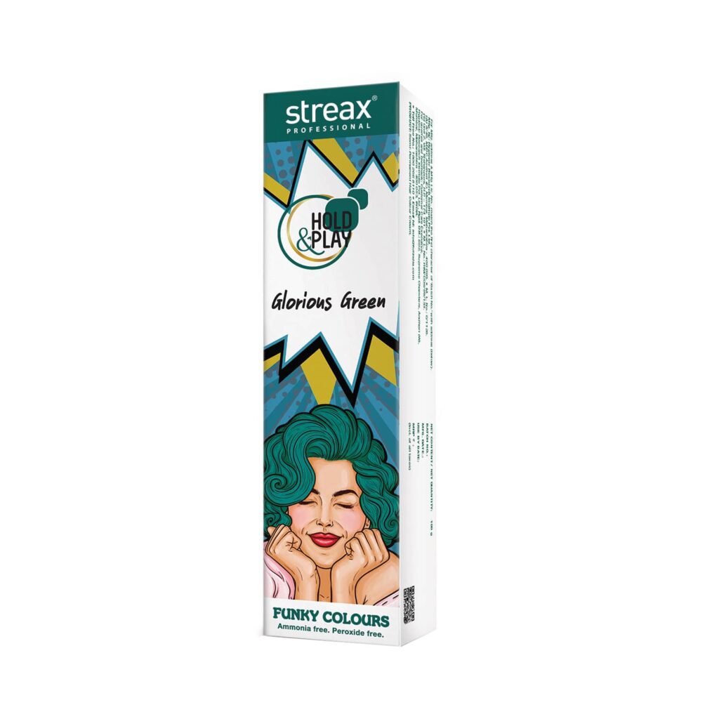 Streax Professional Hold & Play Funky Hair Color - Glorious Green (100g) - Streax Professional