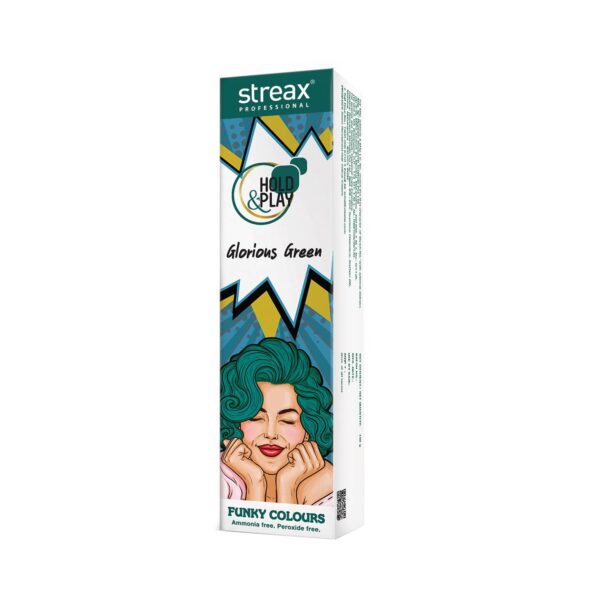 Streax Professional Hold & Play Funky Hair Color - Glorious Green (100g) - Streax Professional