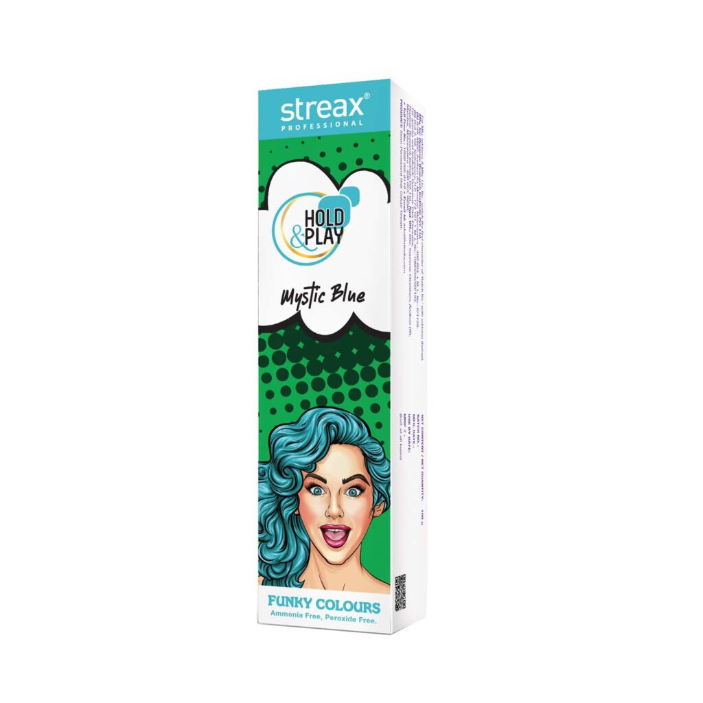 Streax Professional Hold & Play Funky Hair Color - Mystic Blue (100g) - Streax Professional