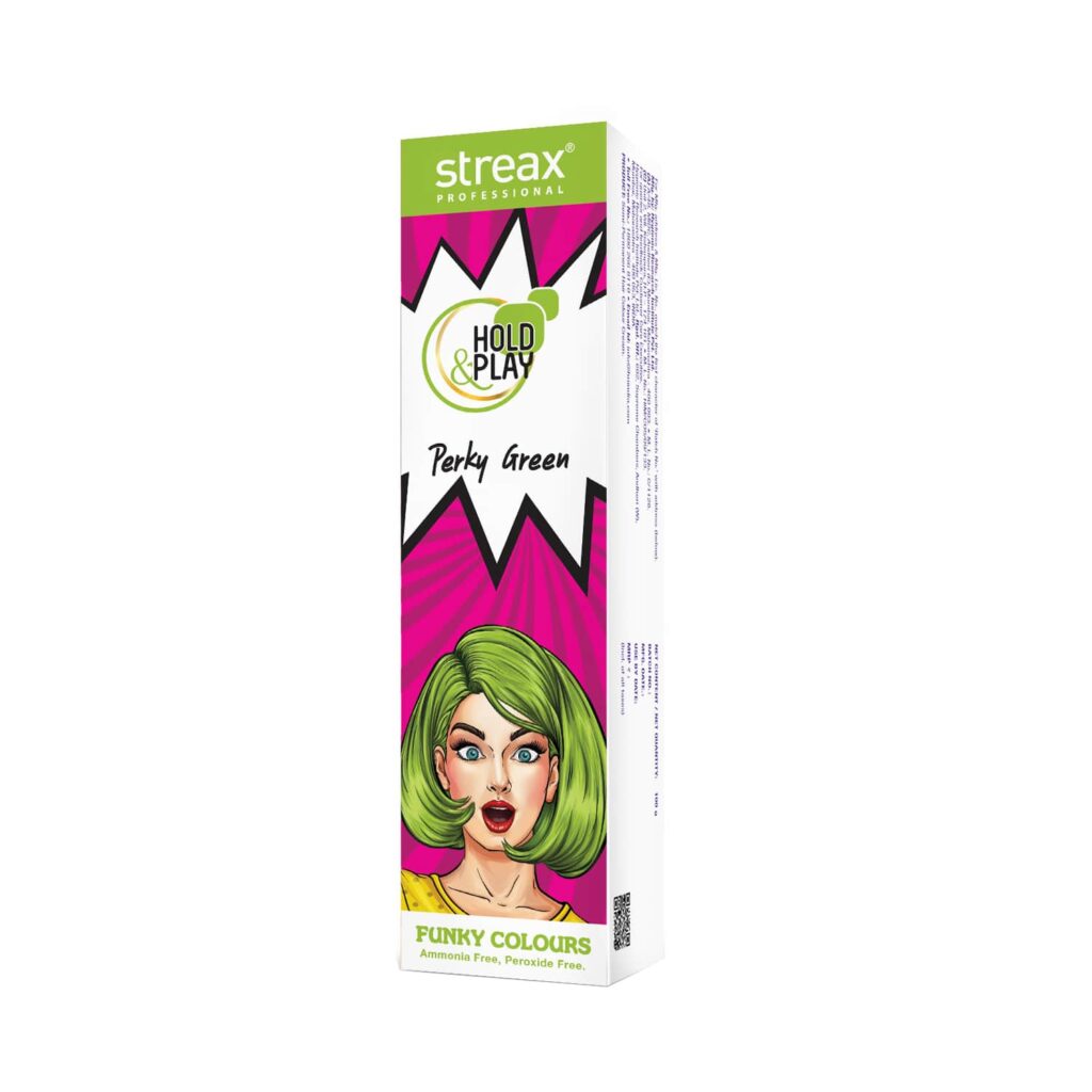 Streax Professional Hold & Play Funky Hair Color - Perky Green (100g) - Streax Professional