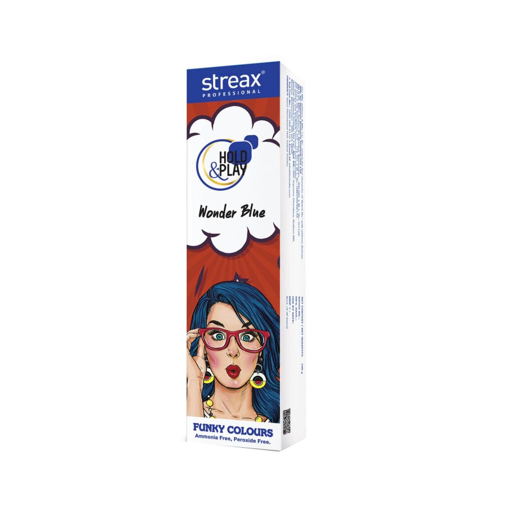 Streax Professional Hold & Play Funky Hair Color - Wonder Blue (100g) - Streax Professional