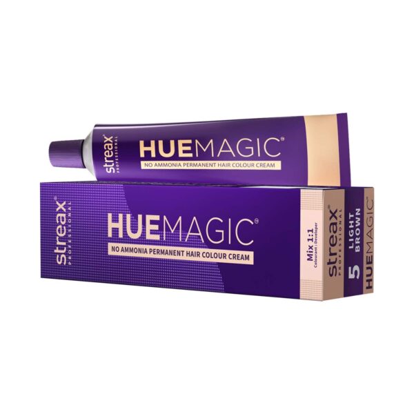 Streax Professional HueMagic Permanent Hair Color - Light Brown 5 (90 g) - Streax Professional