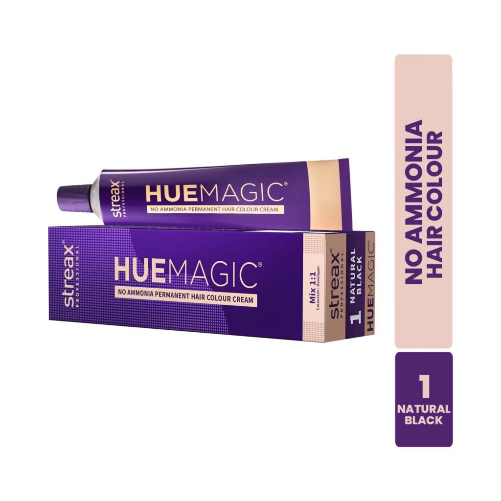 Streax Professional HueMagic Permanent Hair Color - Natural Black 1 (90 g) - Streax Professional