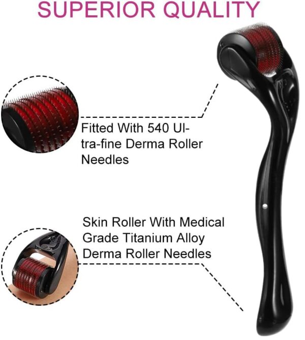 Styllent 3 Pack 540 Titanium Microneedle Derma Rollers Skin Care for Face Facial Wrinkles Hair Loss Stretch Marks Hair Regrowth Micro Needles, Derma Needling Kit...