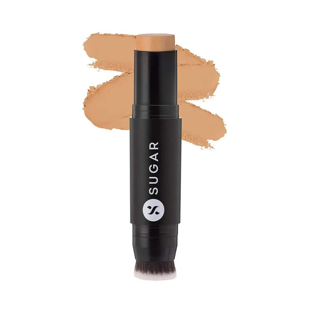 SUGAR Cosmetics Ace Of Face Foundation Stick With Inbuilt Brush - 52 Corretto (Tan, Yellow Undertone) (12g) - SUGAR Cosmetics