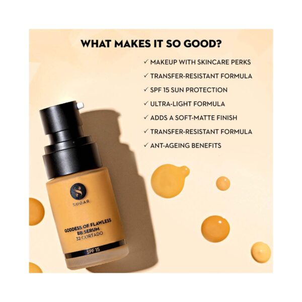 SUGAR Cosmetics Goddess Of Flawless BB Serum SPF 15 - 27 Vienna (25ml) - SUGAR Cosmetics