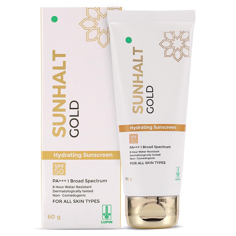 Sunhalt Gold By Lupin, Hydrating Sunscreen SPF 50 PA+++ (60gm)