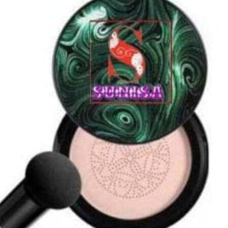 SUNISA Full Coverage Bb And Cc Cream Foundation With Mushroom Head Air Cushion Puff 20G And 1 Beauty Blender Sponge For All Skins, Natural Finish