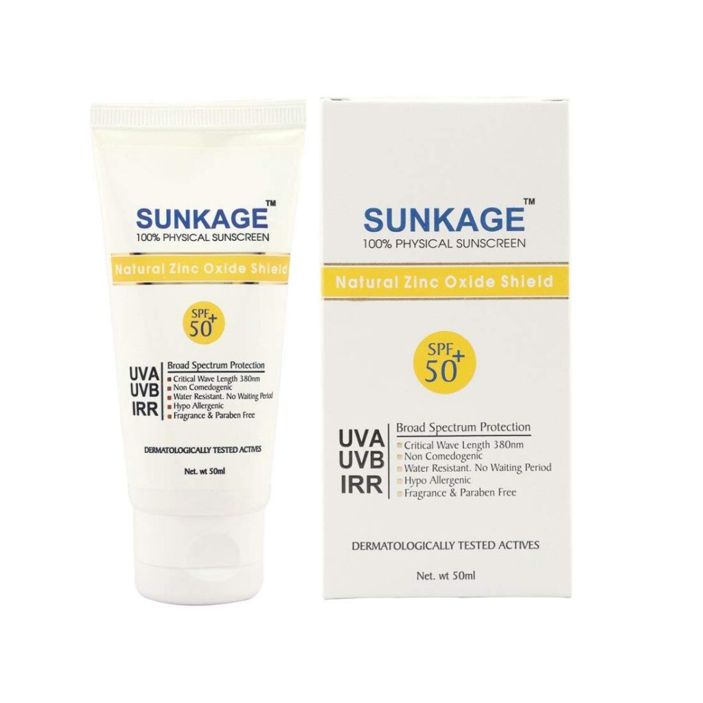 Sunkage Spf 50, 100% Physical Sunscreen For Sensitive Skin Type Natural Zinc Oxide Shield Sunscreen For Skin Type Lotion 50Ml