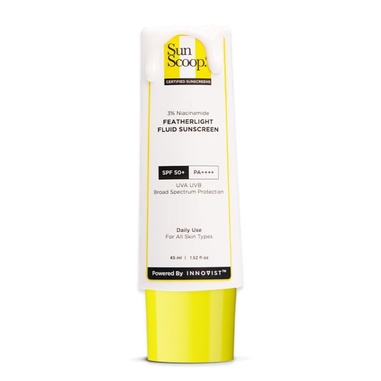 SunScoop 3% Niacinamide Fluid Sunscreen | Ultra-Light Texture | SPF 50+ PA++++| Fast Absorption, Prevents Tanning & Sunburn | 8 Hrs+ SPF Protection, for Oily Skin & No White...