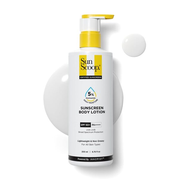 SunScoop 5% Niacinamide Daily Moisture Sunscreen Body Lotion SPF 50+ PA++++ | 24-Hours Moisturization | Prevents Tan & Sunburn | Reduces Pigmentation | Lightweight & Non-sticky...