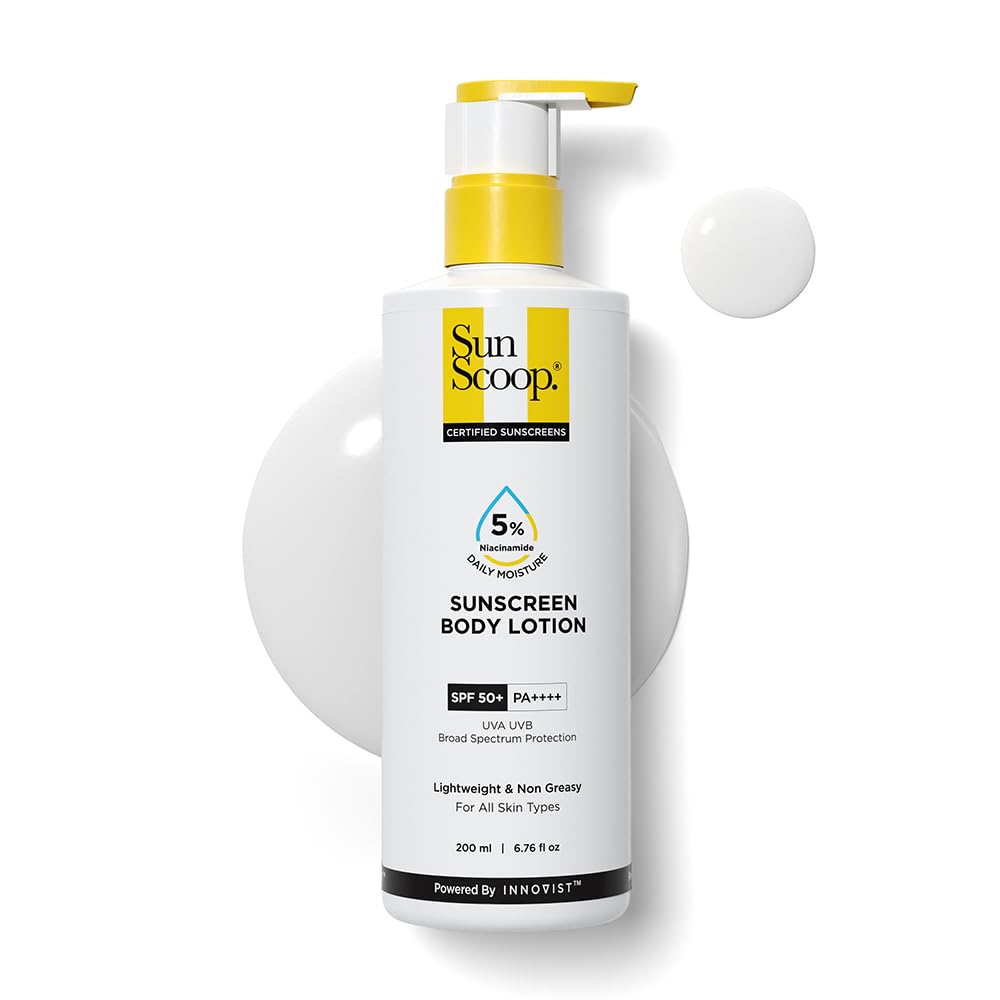 SunScoop 5% Niacinamide Daily Moisture Sunscreen Body Lotion SPF 50+ PA++++ | 24-Hours Moisturization | Prevents Tan & Sunburn | Reduces Pigmentation | Lightweight & Non-sticky...