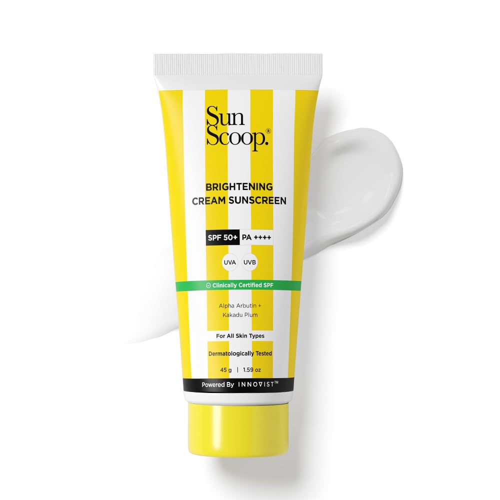 SunScoop Brightening Daily Sunscreen SPF 50 | Zinc Oxide UV Filter for Effective Sun Protection | With Niacinamide + Alpha Arbutin | PA++++, Broad Spectrum, No White Cast |...