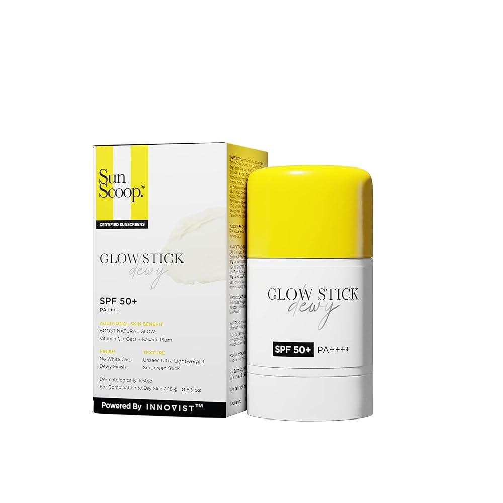 SunScoop Glow Stick Dewy SPF 50+ PA++++ |, UVA UVB rays protection| Vitamin C for glow | Oats for dull skin | Dewy Finish | Easy Reapplication | No White cast | Combination to...