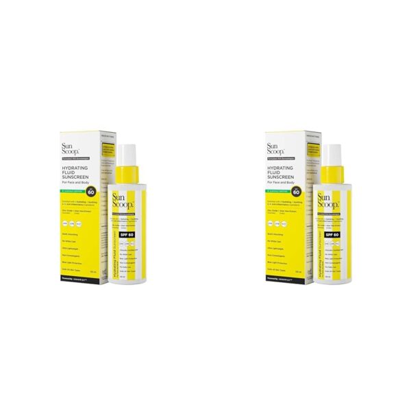 SunScoop Hydrating Face & Body Fluid Sunscreen Spray | SPF 60 PA++++ | Water Resistant With Zinc Oxide | Broad Spectrum, No White Cast, Non-Comedogenic Quick Absorbing | For Men...