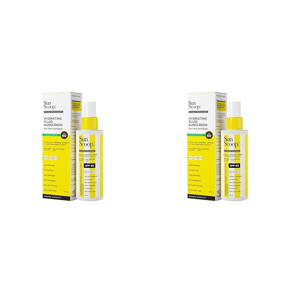 SunScoop Hydrating Face & Body Fluid Sunscreen Spray | SPF 60 PA++++ | Water Resistant With Zinc Oxide | Broad Spectrum, No White Cast, Non-Comedogenic Quick Absorbing | For Men...