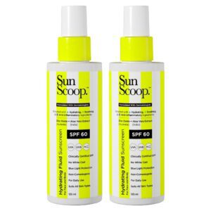 SunScoop Hydrating Face & Body Fluid Sunscreen Spray SPF 60 PA++++ | Water Resistant With Zinc Oxide, Broad Spectrum, No White Cast, Non-Comedogenic Quick Absorbing | For Men &...