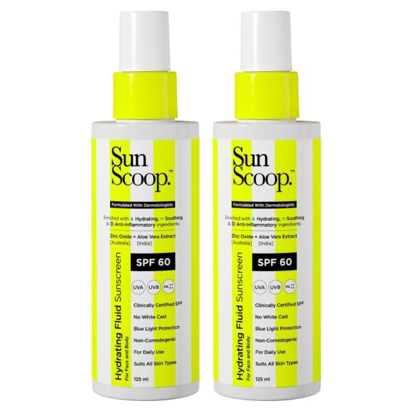 SunScoop Hydrating Face & Body Fluid Sunscreen Spray SPF 60 PA++++ | Water Resistant With Zinc Oxide, Broad Spectrum, No White Cast, Non-Comedogenic Quick Absorbing | For Men &...