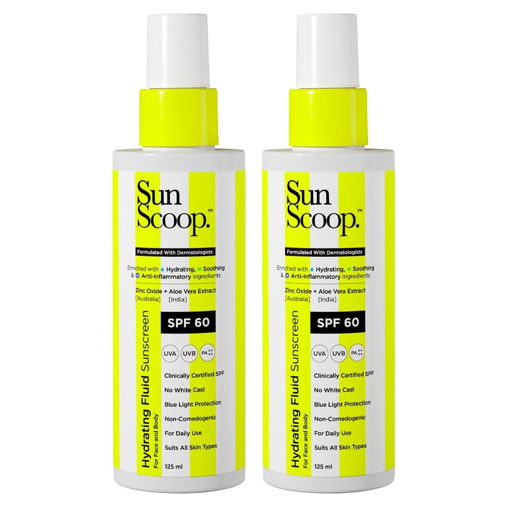 SunScoop Hydrating Face & Body Fluid Sunscreen Spray SPF 60 PA++++ | Water Resistant With Zinc Oxide, Broad Spectrum, No White Cast, Non-Comedogenic Quick Absorbing | For Men &...