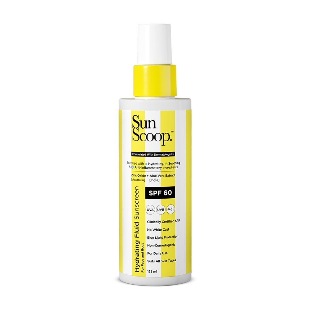 SunScoop Hydrating Face & Body Fluid Sunscreen Spray SPF 60 PA++++ | Water Resistant With Zinc Oxide, Broad Spectrum, No White Cast, Non-Comedogenic Quick Absorbing | For Men &...