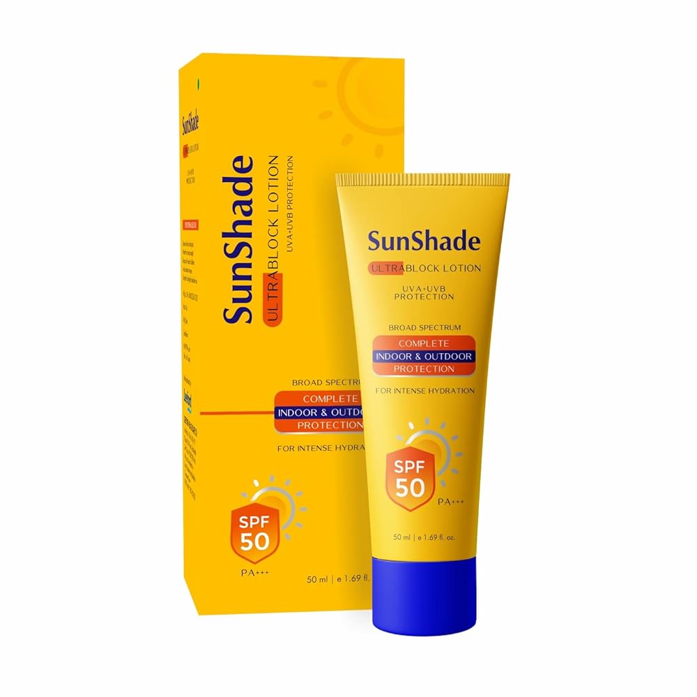Sunshade Ultra Block Sunscreen SPF 50 PA+++ Lotion for Face & Body (50ml), All Skin Types - UVA/UVB | Water Resistant | non-Greasy | Broad Spectrum | Blue Light Indoor & Outdoor...