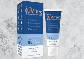 swas UV-Tec Snow Sunscreen Acne, UVA/UVB Protection SPF 50+++ Silicone Sunscreen For All Skin Type-50gm