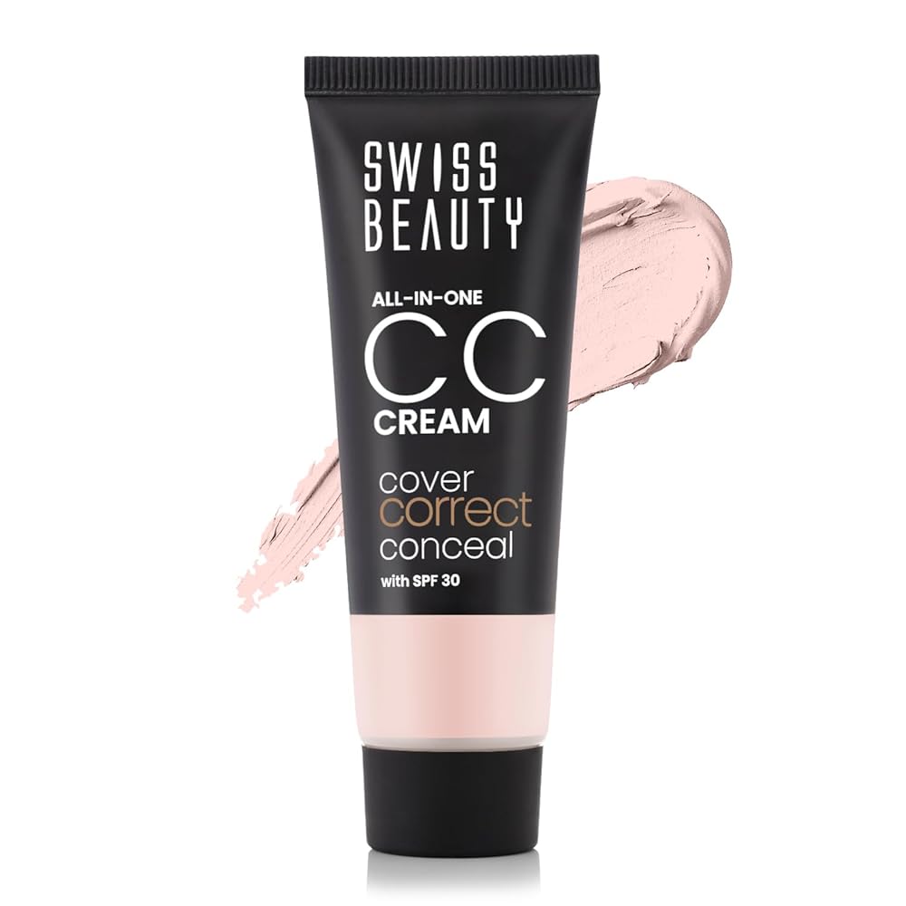 Swiss Beauty All-In-One Lightweight CC Cream with SPF 30 | Cover, Correct and Conceal | For Natural, Medium coverage | Shade- 02 Soft Ivory, 25g |