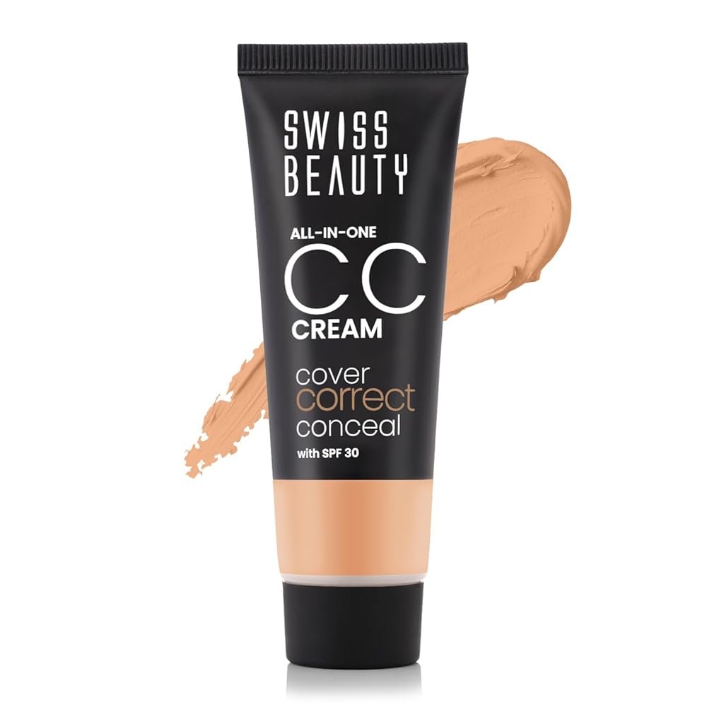 Swiss Beauty All-In-One Lightweight CC Cream with SPF 30 | Cover, Correct and Conceal | For Natural, Medium coverage | Shade- 05 Sand Beige, 25g |