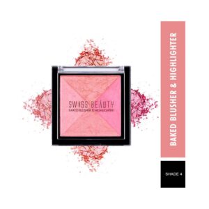 Swiss Beauty Baked Blusher & Highlighter Palette - Shade 4 (7g) - Swiss Beauty