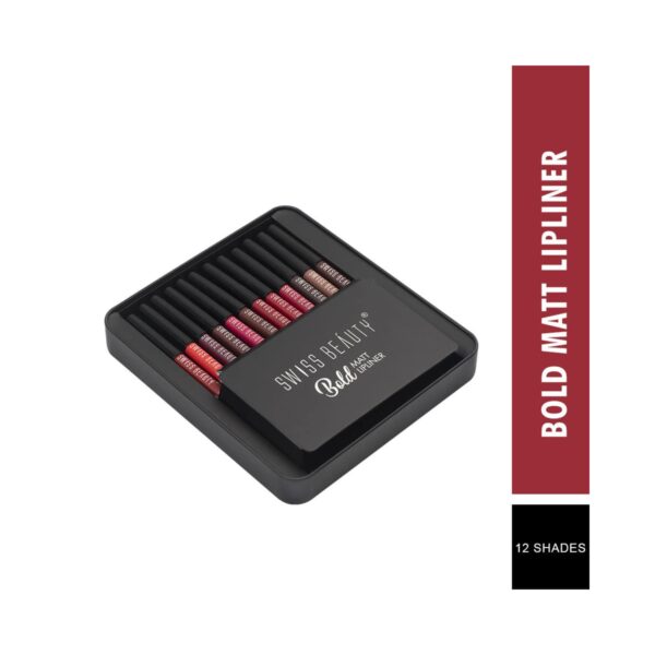 Swiss Beauty Bold Matt Lip Liner - Multi-Color (12Pcs) - Swiss Beauty
