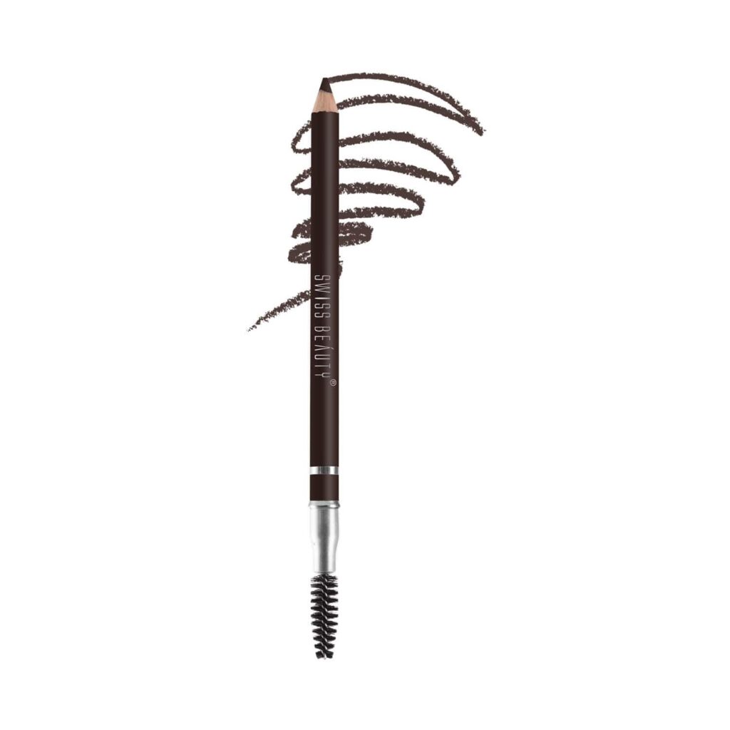 Swiss Beauty Eyebrow Definer Pencil With Spoolie - Deep Brown (1.5 g) - Swiss Beauty