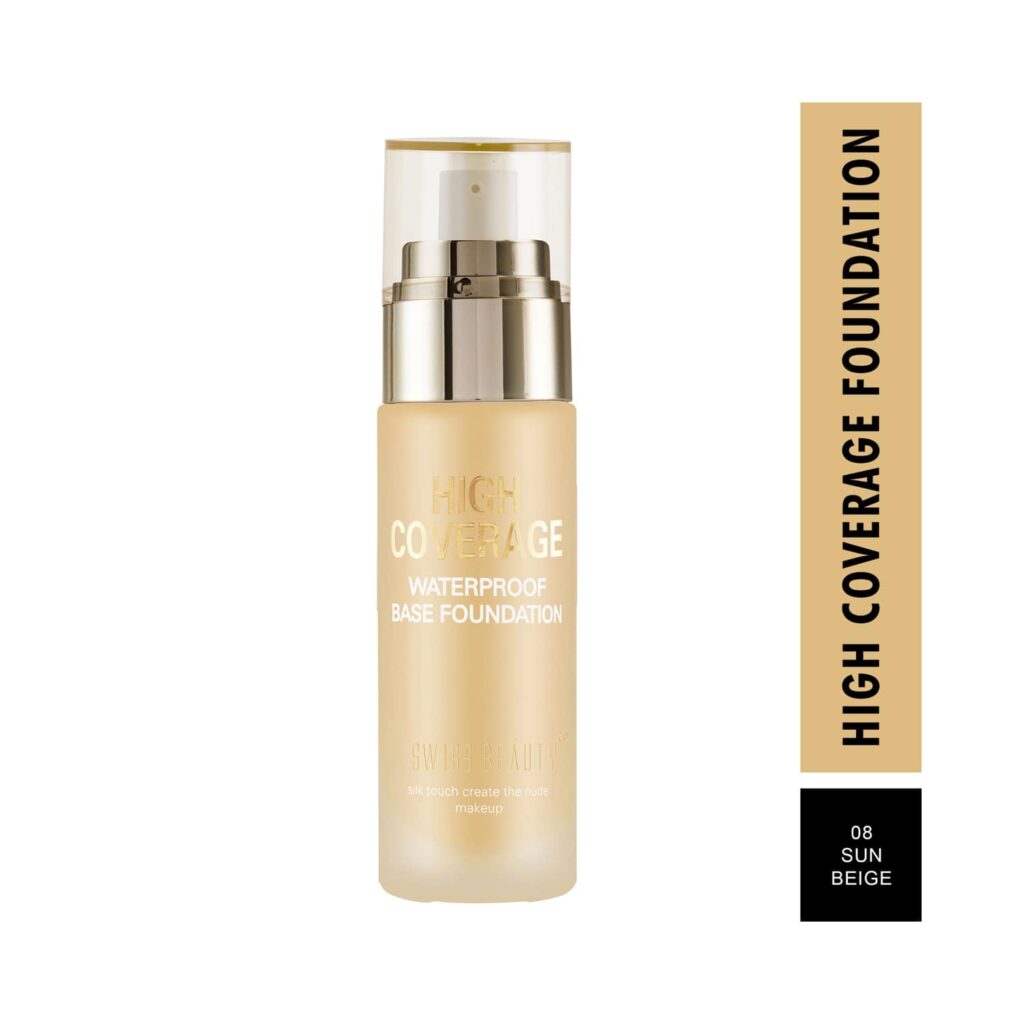 Swiss Beauty High Coverage Waterproof Base Foundation - 08 Sun Beige (55g) - Swiss Beauty